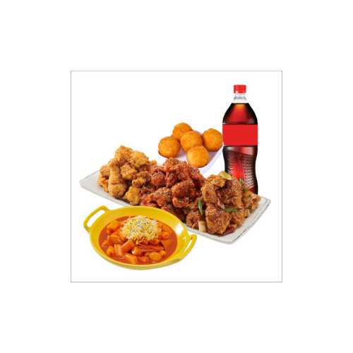(순살)노랑3종+떡볶이+오리지널치즈볼+콜라1.25L