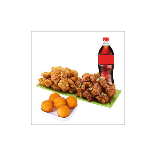 (순살)반반치킨(후라이드/깐풍)+오리지널치즈볼+콜라1.25L